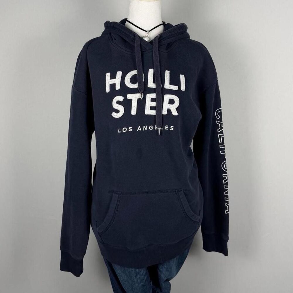 Hollister-co Women's Navy and Blue Hoodie